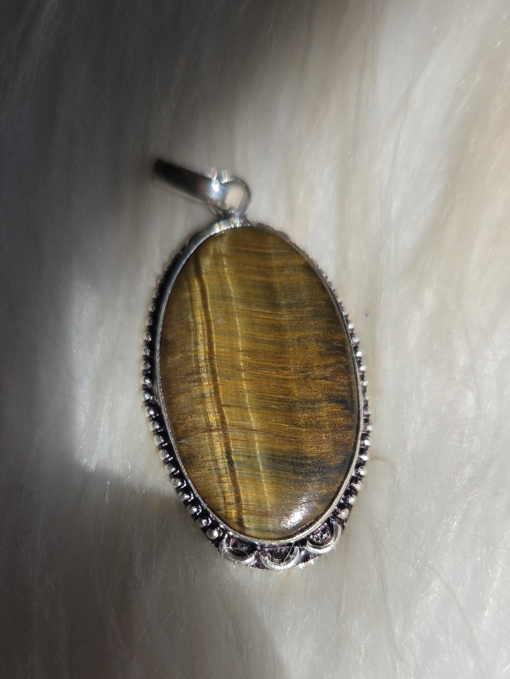 Tiger's Eye Silver Pendant - BrownSilver Plated 925 Gemstone Necklace Pendant